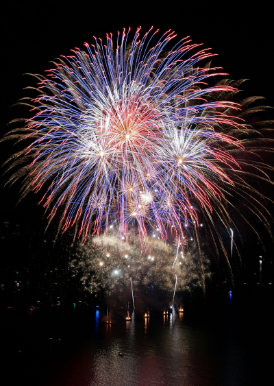 Fireworks over water